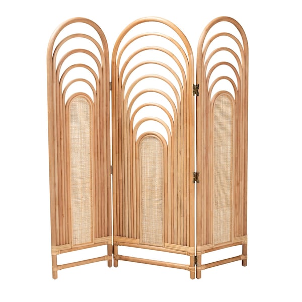 Bali & Pari Golda Modern Bohemian Natural Brown Rattan Room Divider 236-13259-ZORO - main